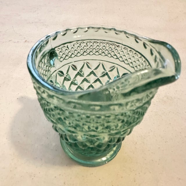 Mid-Century Modern 1950s Vintage Anchor Hocking Wexford Creamer Seaform Green For Sale - Image 3 of 3