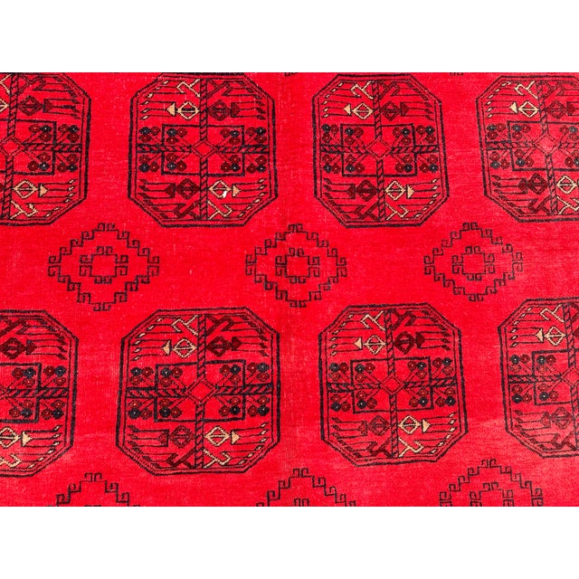 1990s Vintage Afghan Turkoman Tribal Wool Rug For Sale - Image 5 of 9