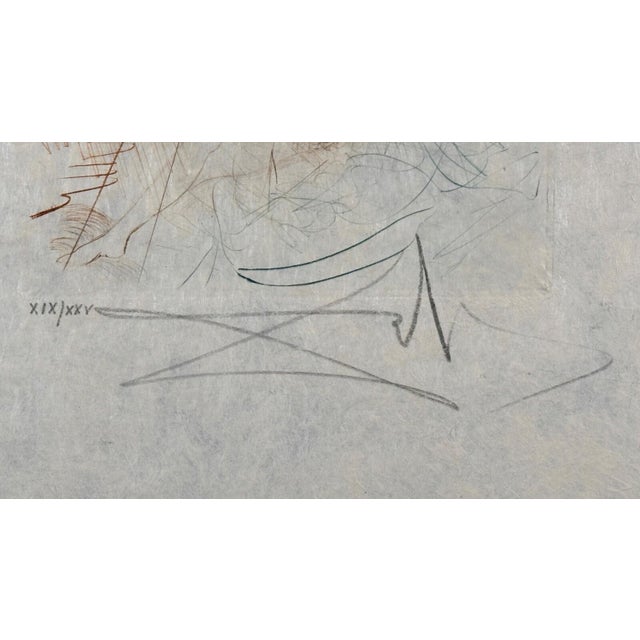 Surrealism 1970s Dali Le Decameron l'Ange Gabriel Hand Signed Etching on Japon Paper Surreal Art For Sale - Image 3 of 3