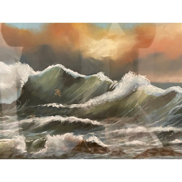 1970s Seascape Watercolor Pastel Painting by Christine Douglass For Sale - Image 4 of 5
