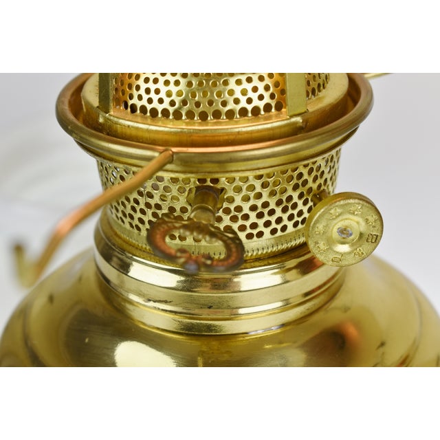 Vintage Electric Table Lamp B & P Oil Lamp Style With White Shade