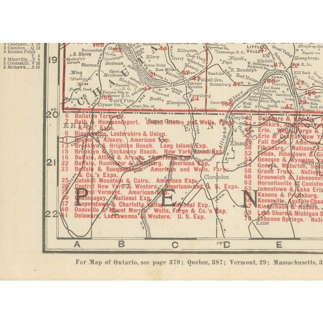 Black Antique Map of New York State by Rand McNally, 1899 For Sale - Image 8 of 12