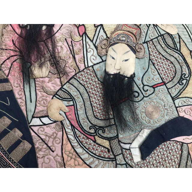 Antique Chinese Pictural Embroidery with Silk and Metal, 1920s For Sale - Image 6 of 17