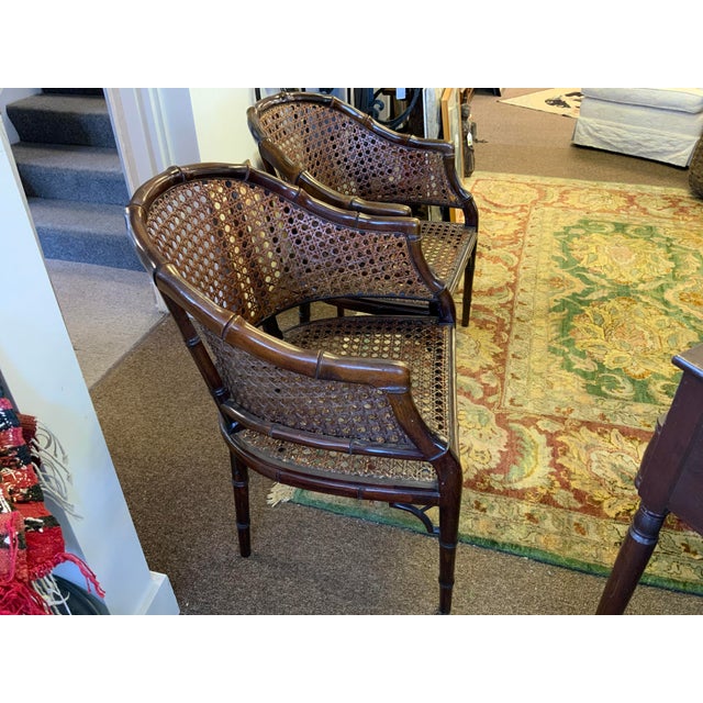 20th Century Faux Bamboo Cane Chairs, Pair For Sale - Image 4 of 16