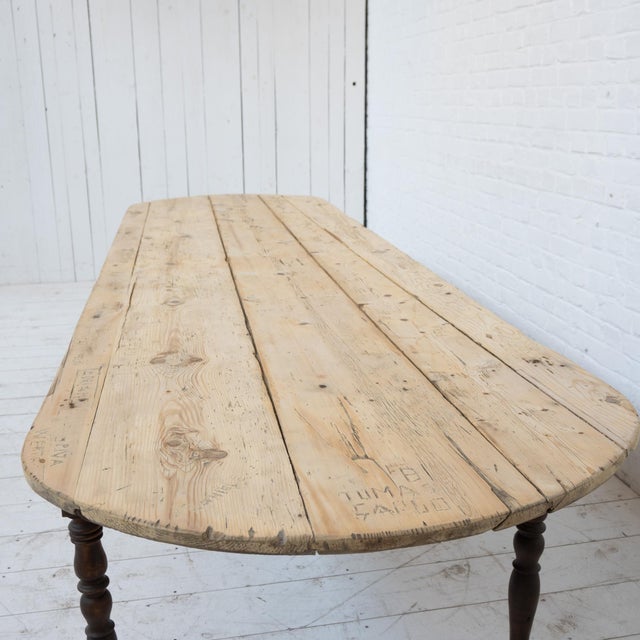 Brown Large French Farmhouse Table in Wood, 1900 For Sale - Image 8 of 12