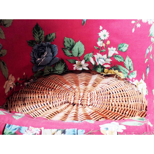 Blue Rattan & Iron Skirted Chair with Hairpin Legs, 1960s For Sale - Image 8 of 12