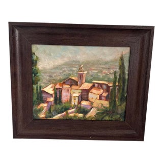 1950s Original Saint-Paul-De-Vence France Oil Painting Vintage For Sale