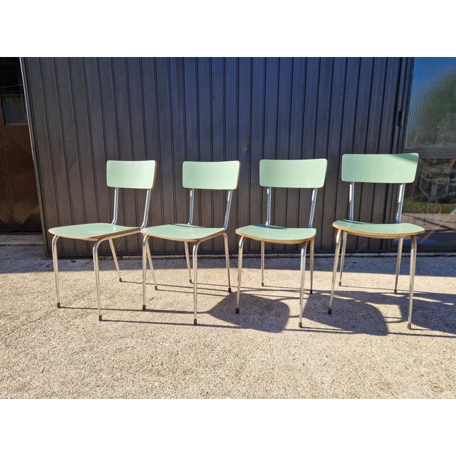 Vintage Bauhaus-Style Formica Chairs, 1970s, Set of 4, in Good conditions. Designed 1970 to 1979