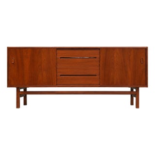 1950s Refinished 75” Swedish Modern Teak Sideboard Credenza Dresser by Nils Jonsson for Troeds For Sale