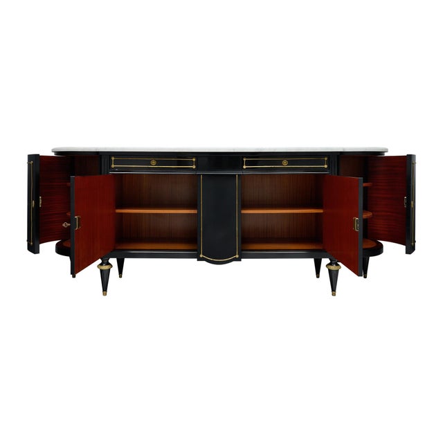 1920s Classic Demilune, Louis XVI Style French Buffet, Ebonized, Circa 1920 For Sale - Image 5 of 9