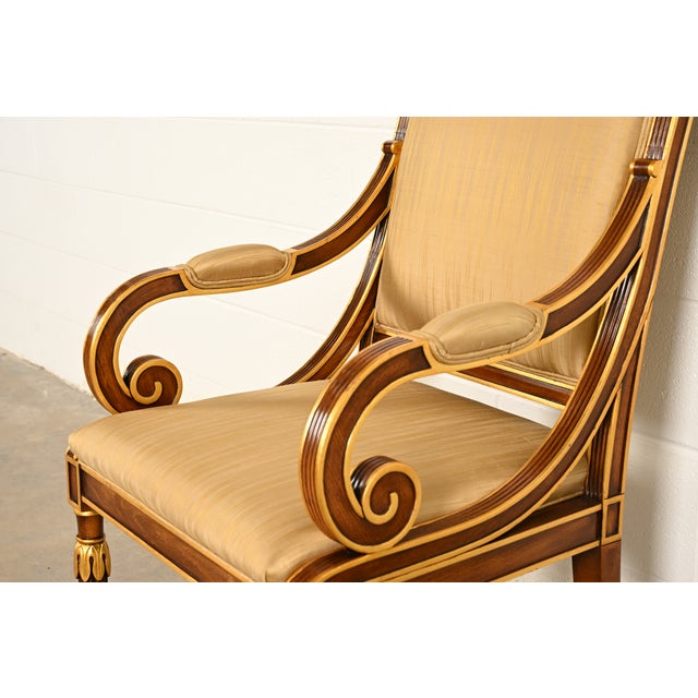 Karges French Regency Louis XVI Carved Walnut and Gold Gilt Dining Chairs | Set of Eight For Sale - Image 10 of 16