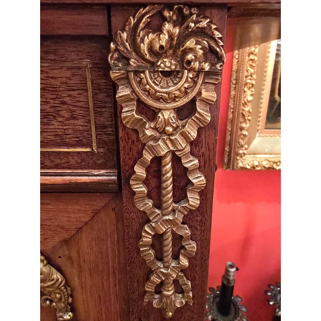 Wood Antique French Empire Napoleonic Cabinet Gilt Bronze For Sale - Image 7 of 15