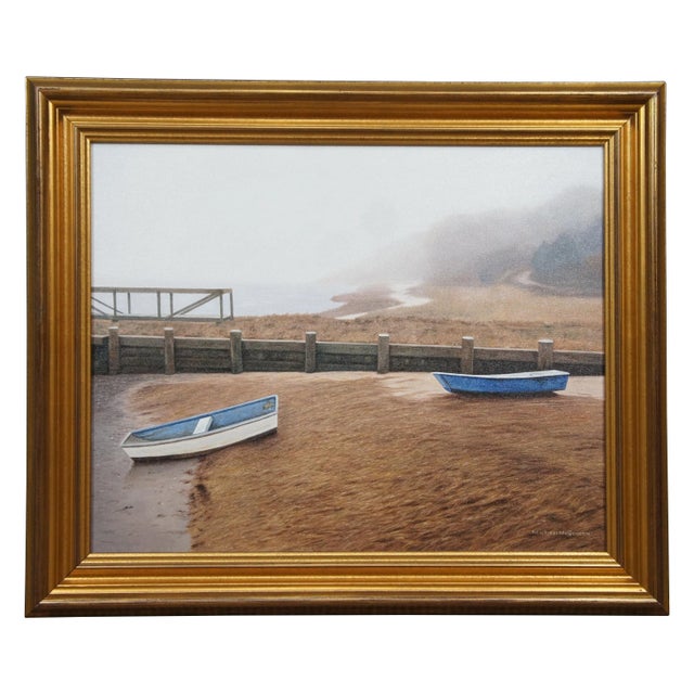 Michael McGovern Grounded Boats Beach Landscape Oil Painting on Canvas For Sale - Image 12 of 12