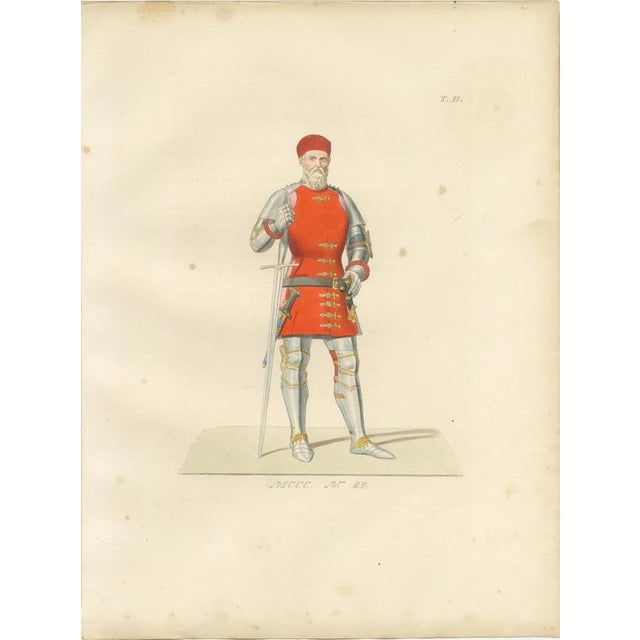 P. Mercuri, Medieval Courtly Costumes and Figures, 1845, Lithograph, Set of 10 For Sale - Image 6 of 14