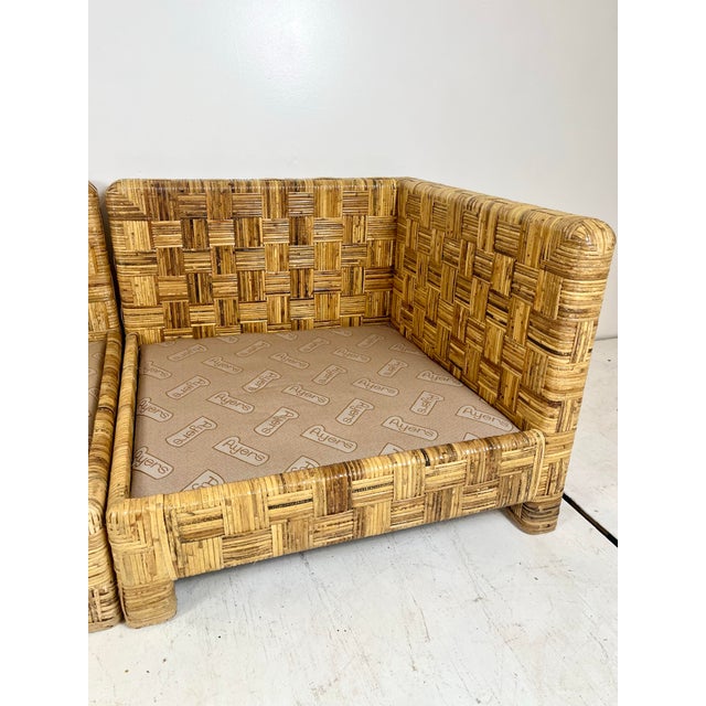Wood Vintage Billy Baldwin Style Woven Caning Sectional Sofa For Sale - Image 7 of 12