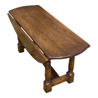 Mid 20th Century English Oak Drop Leaf Coffee Table For Sale