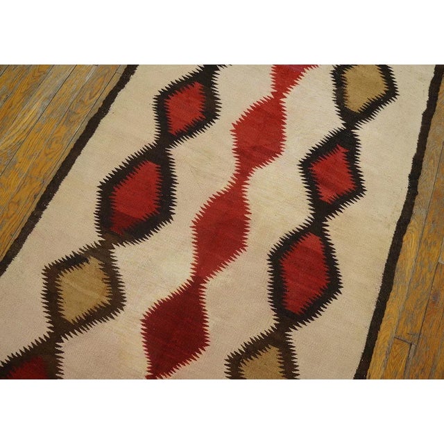 Ivory 1930s White Geometric Antique American Navajo Rug 2' 10" X 6' 4" Flatweave Wool Carpet For Sale - Image 8 of 9