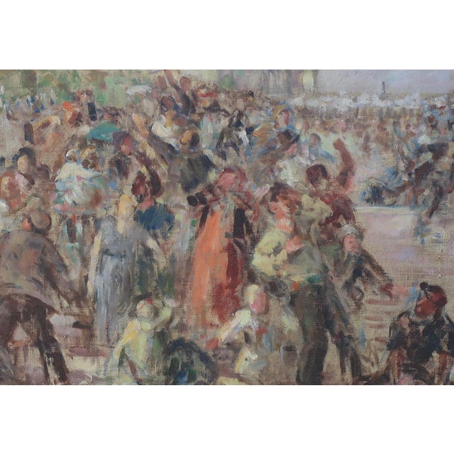 Soviet Workers Demonstration Oil Painting, Socialist Realism, 1970s 61-89 For Sale - Image 4 of 6