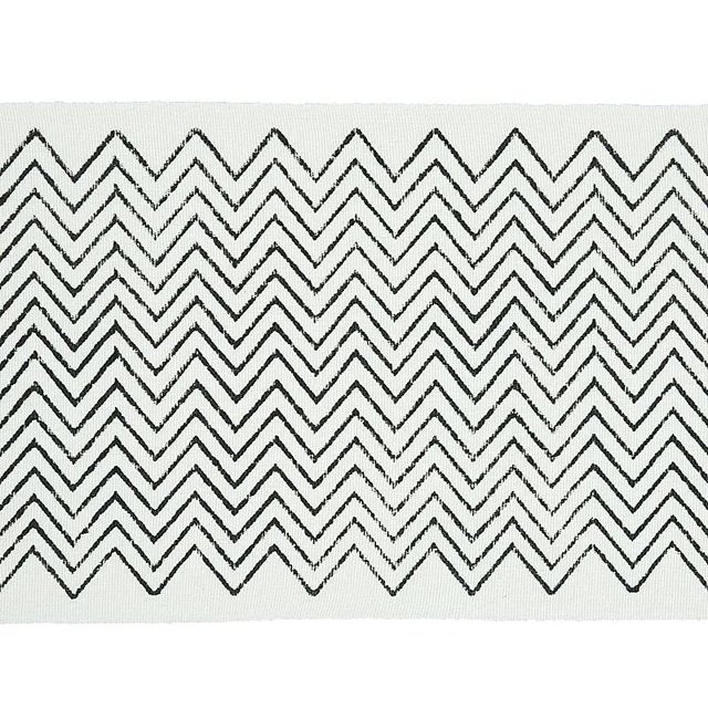 This charmingly imperfect zigzag stripe is block printed by hand on a handwoven cotton ground. Note the lovely...
