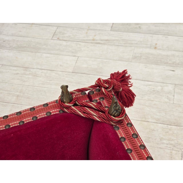1970s Danish 2-Seater Drop Arm Spanish Sofa in Red Furniture Velour, 1970s For Sale - Image 5 of 18