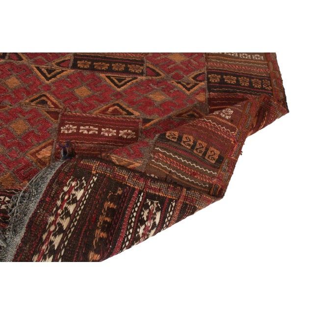 Vintage Afghan Kilim Rug in Red and Beige-Brown Tribal Patterns For Sale In New York - Image 6 of 7