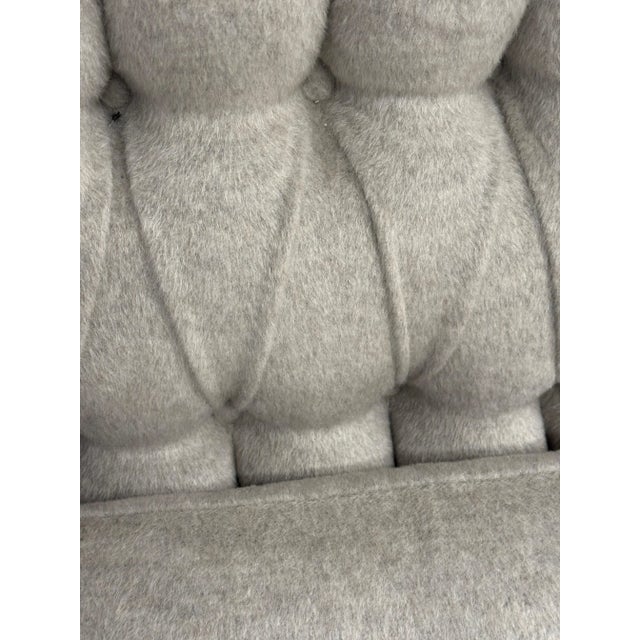 Contemporary Mid 20th Century Edward Wormley for Dunbar Wing Back Chair & Ottoman in Wool Mohair Blend For Sale - Image 3 of 12