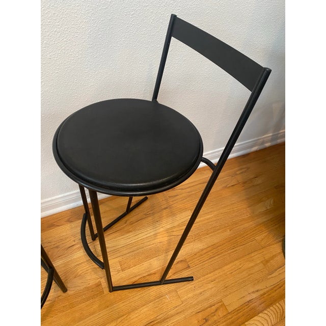 1980s Emilio Nanni Fly Line Postmodern “Musmé” Counter Height Stools - A Pair For Sale - Image 5 of 10