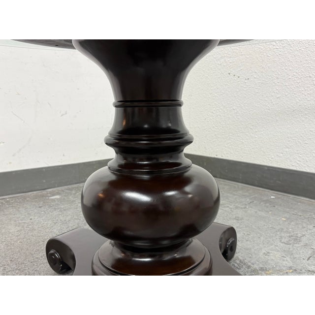 Contemporary Mahogany Pedestal Dining Table With Glass Table Top For Sale - Image 9 of 12
