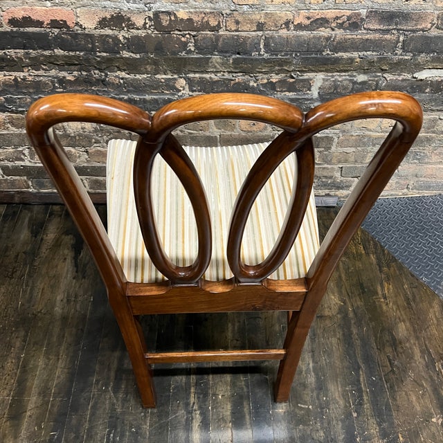 Dessin Fournir Set of 8 Walnut Dining Chairs With Striped Velvet Upholstery Attributed to Dessin Fournir For Sale - Image 4 of 11