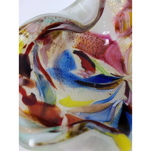 Vintage Authentic Murano Made in Italy Kaleidoscope Multi Color Hand Blown Glass Bowl. This is a spectacular addition to...