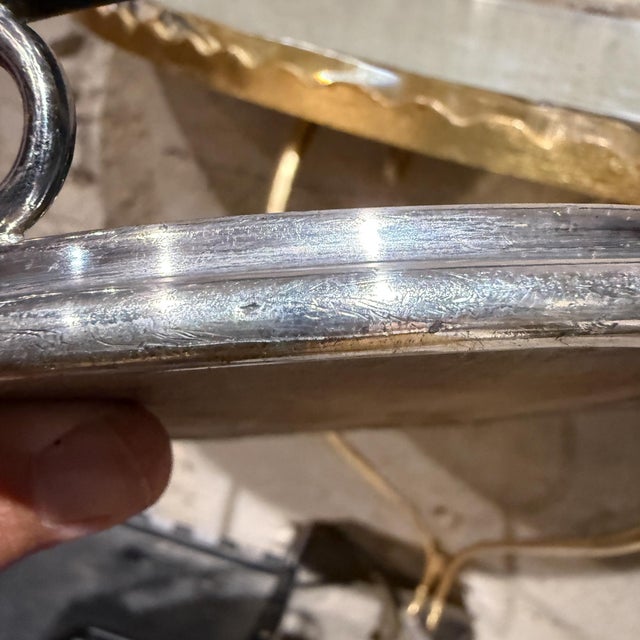 Glass Vintage Antique Small Service Tray With Mirror For Sale - Image 7 of 11