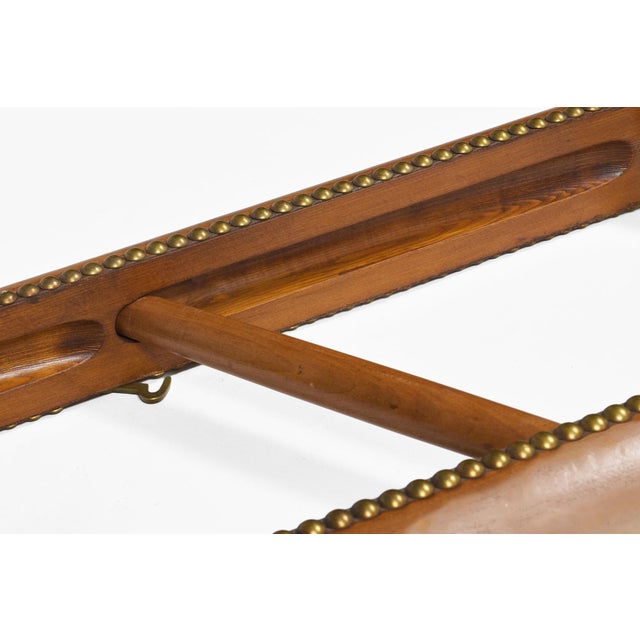 Brass Leather Covered Pole Ladder For Sale - Image 8 of 10