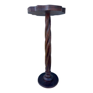 Vintage Wood Plant Stand Pedestal For Sale