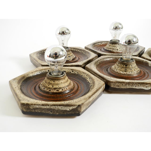 Hexagonal Fat Lava Ceramic Wall Lamps from Hustadt Leuchten, Germany, 1960s, Set of 5 For Sale - Image 17 of 18