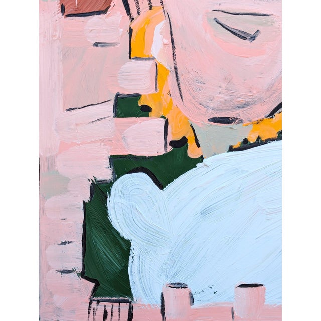 Matthew Reeves "Just a Rabbit" Contemporary Pink, Green, & Yellow Figurative Portrait Painting, 2025 For Sale In Houston - Image 6 of 9