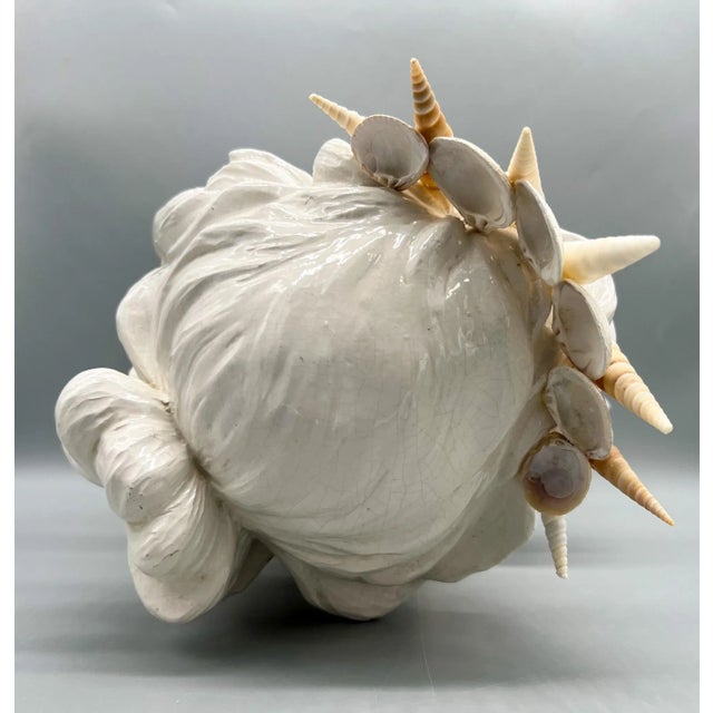Vintage Nautical Seashell Shell Encrusted Ceramic Bust Sea Princess Woman For Sale - Image 10 of 13