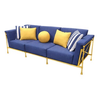 Jerome Outdoor Sofa in Reed Brass Finish by Michael Taylor For Sale