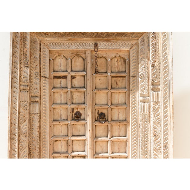 Massive Heavily Carved Antique Thar Desert Entrance Door For Sale - Image 10 of 16