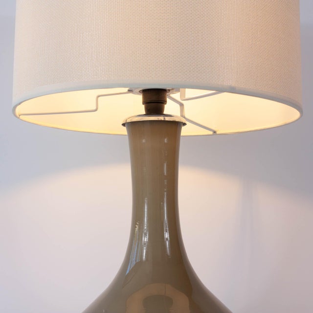 Vintage Portuguese Grey Opaline Glass Table Lamp, 1960s For Sale - Image 9 of 13