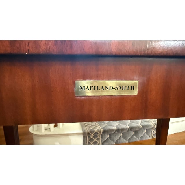 Maitland Smith Leather-Top Mahogany Adam Style Console Table — 60” For Sale - Image 16 of 16