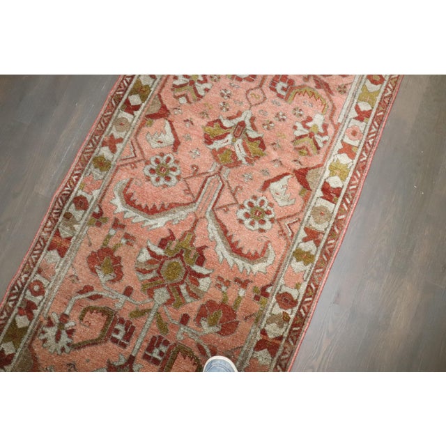 Pink Antique Zabihi Collection Persian Lilihan Runner - 2'8" x 16'9" For Sale - Image 8 of 10