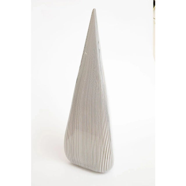 Seguso Vetri d'Arte Vintage Murano Seguso Vetri D' Arte Black and White Striped Glass Triangle Sculptural Lamp For Sale - Image 4 of 12
