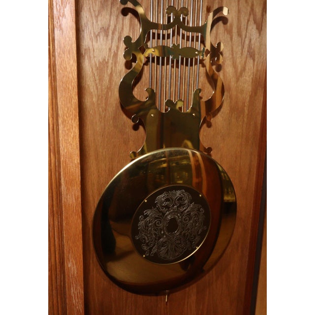 Wood Hermle North America Red Oak Moonphase Grandfather Clock For Sale - Image 7 of 18