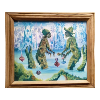 1980s Haitian Artist Pierre Dimanche Originsl Oil Painting For Sale