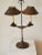 Vintage French Bouillotte 2 light French lamp is ideal for a French country Den. Brown in color with cream inside,...