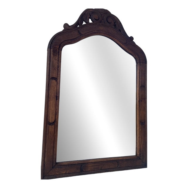 Neo-Baroque Mirror in Oak Frame with Wave Pattern, 1930s For Sale