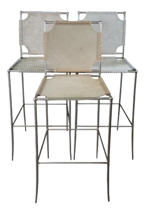 Caracole in Stitches Leather Bar Stools- Set of 3