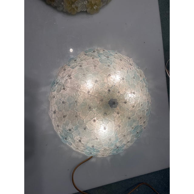 Blue Large Murano Glass Flower Flush Mount by Seguso, 1960s For Sale - Image 8 of 9