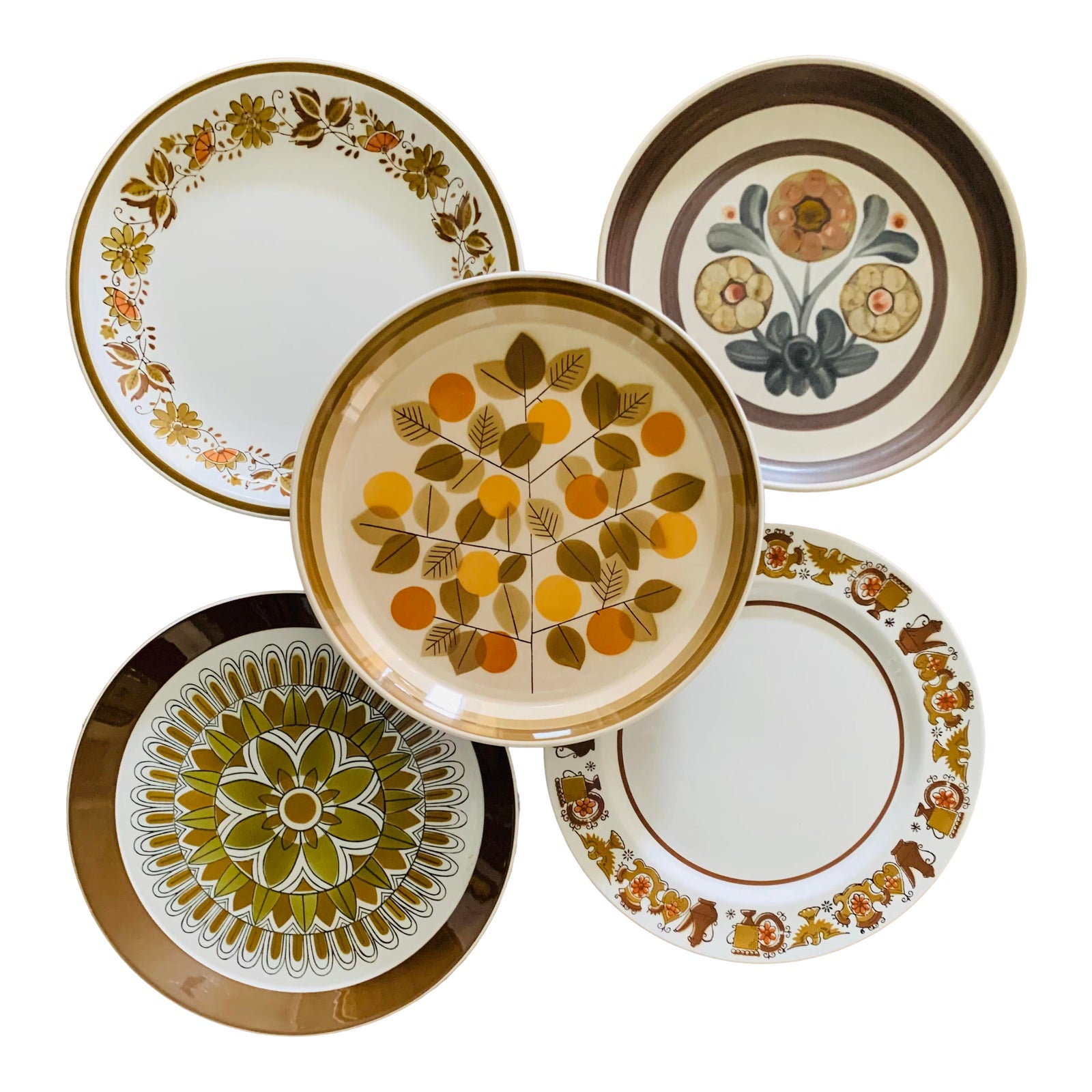 1970s Mismatched Stoneware Dinner Plates Set of 5 Chairish