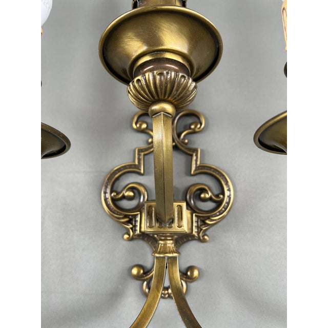Gold 20th Century Brass Wall Sconces, Set of 2 For Sale - Image 8 of 9